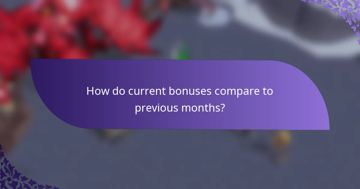 How do current bonuses compare to previous months?