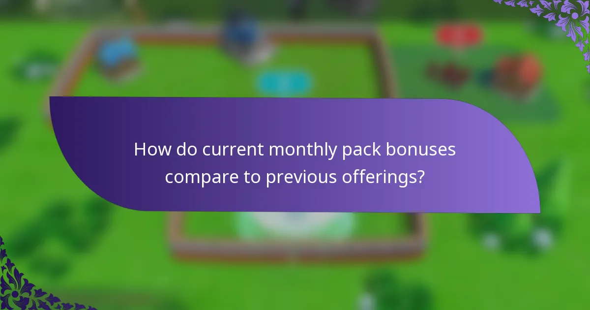 How do current monthly pack bonuses compare to previous offerings?