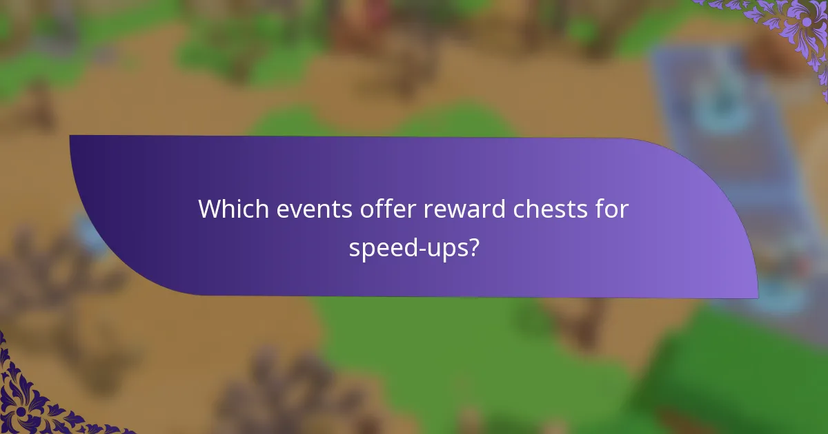Which events offer reward chests for speed-ups?
