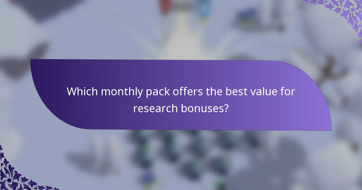 Which monthly pack offers the best value for research bonuses?
