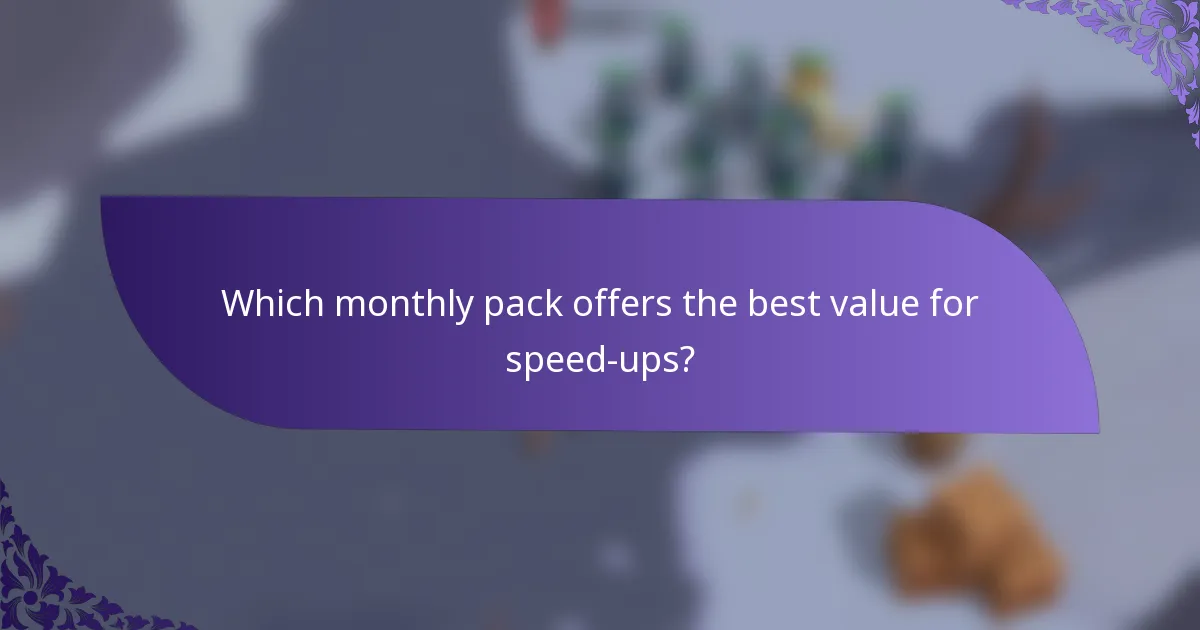 Which monthly pack offers the best value for speed-ups?